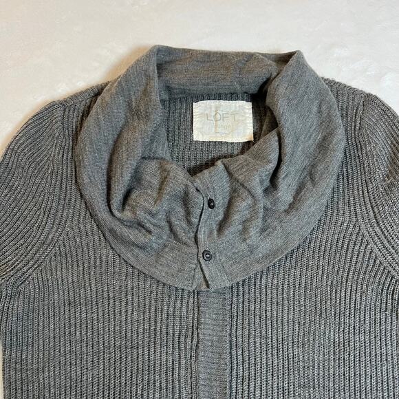 LOFT Lounge Cowl Neck Full Zipper Tunic Sweater Jacket Size Large Cozy Casual - Picture 5 of 9